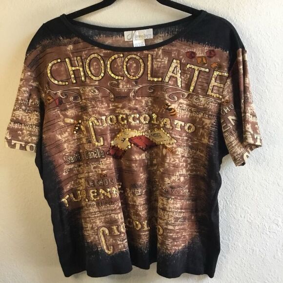 Black Fairy Grunge Vintage Y2K Funky Whimsigoth Novelty Chocolate Theme Tee 1X - Picture 1 of 6